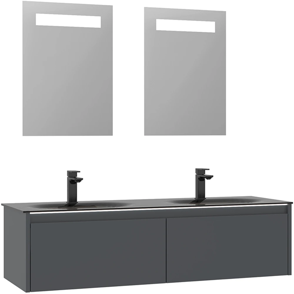 Orka Lisbon 130 Cm Mat Antrasit Banyo Dolabı Takımı