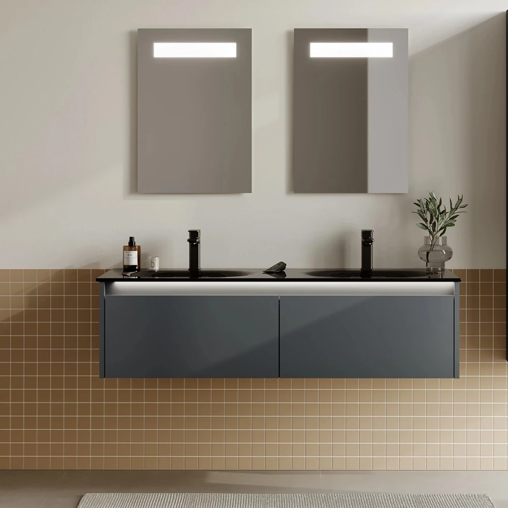 Orka Lisbon 130 Cm Mat Antrasit Banyo Dolabı Takımı 2
