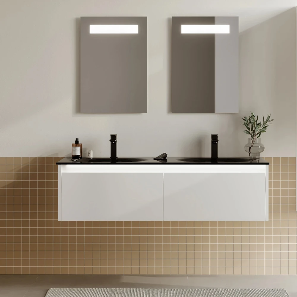 Orka Lisbon 130 Cm Mat Beyaz Banyo Dolabı Takımı 2