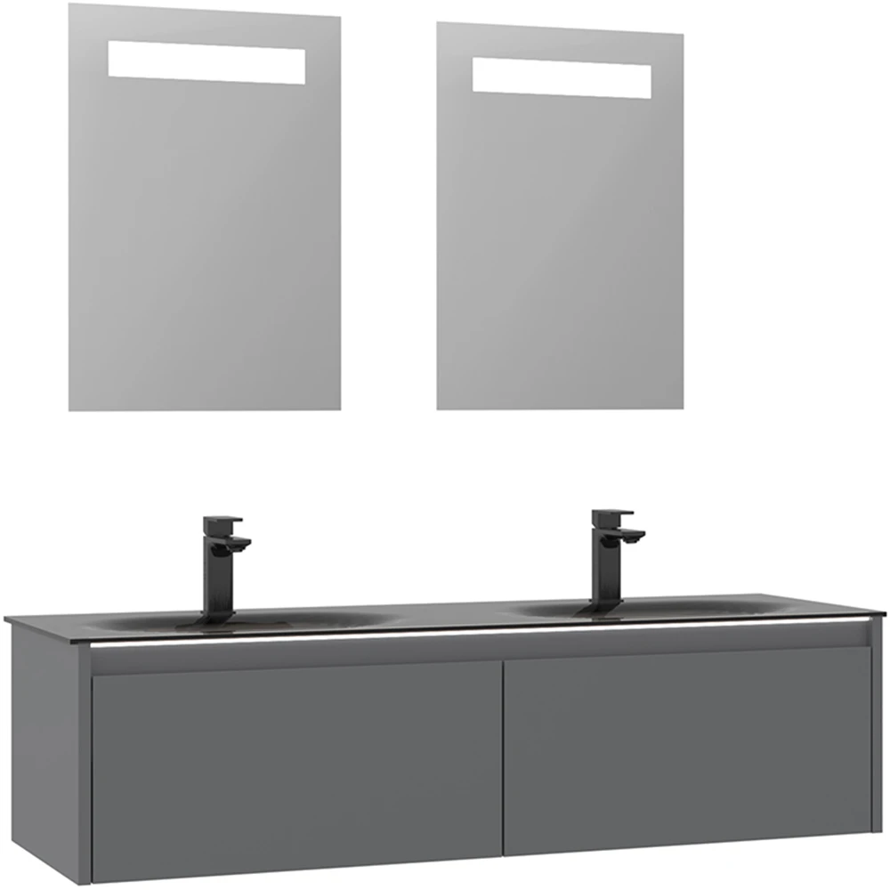 Orka Lisbon 130 Cm Mat Gri Banyo Dolabı Takımı