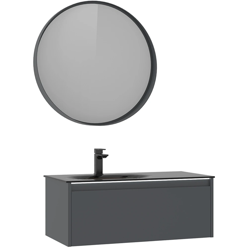 Orka Lisbon 90 Cm Mat Antrasit Banyo Dolabı Takımı