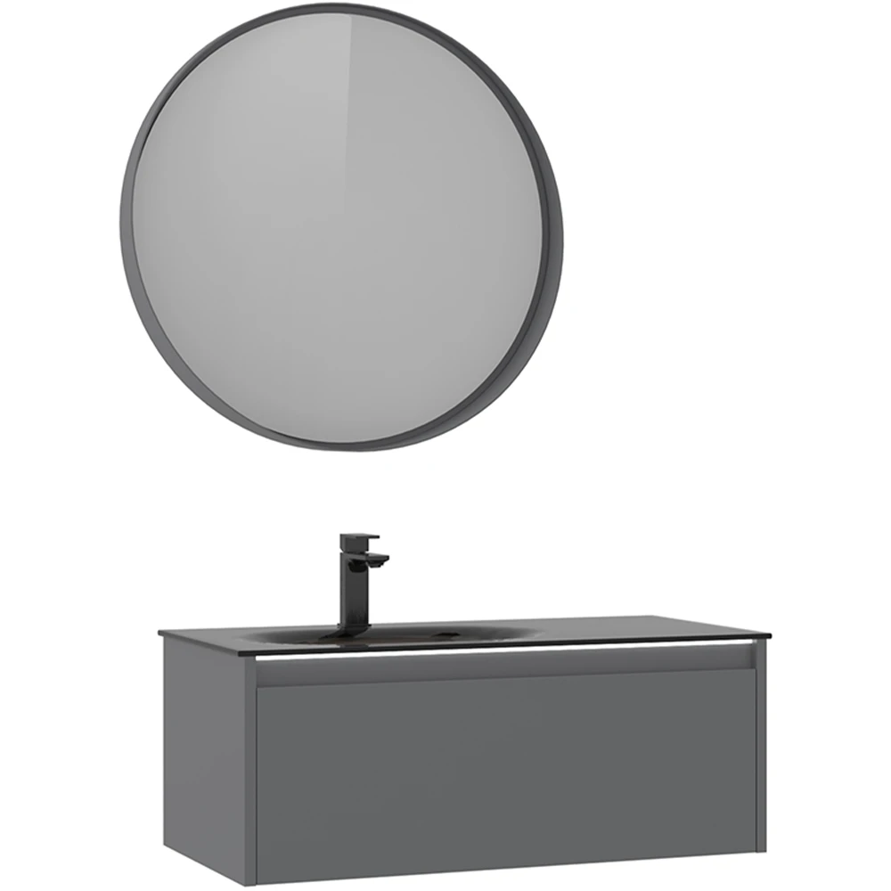 Orka Lisbon 90 Cm Mat Gri Banyo Dolabı Takımı