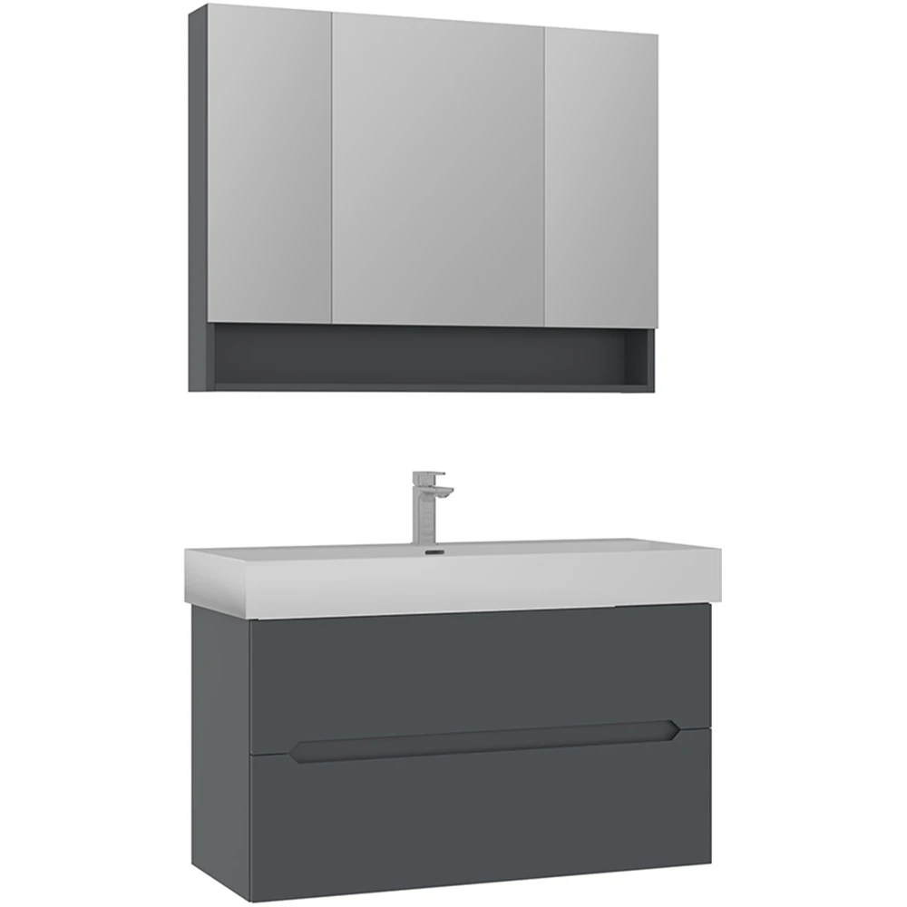 Orka Malta 100 Cm Mat Antrasit Banyo Dolabı Takımı