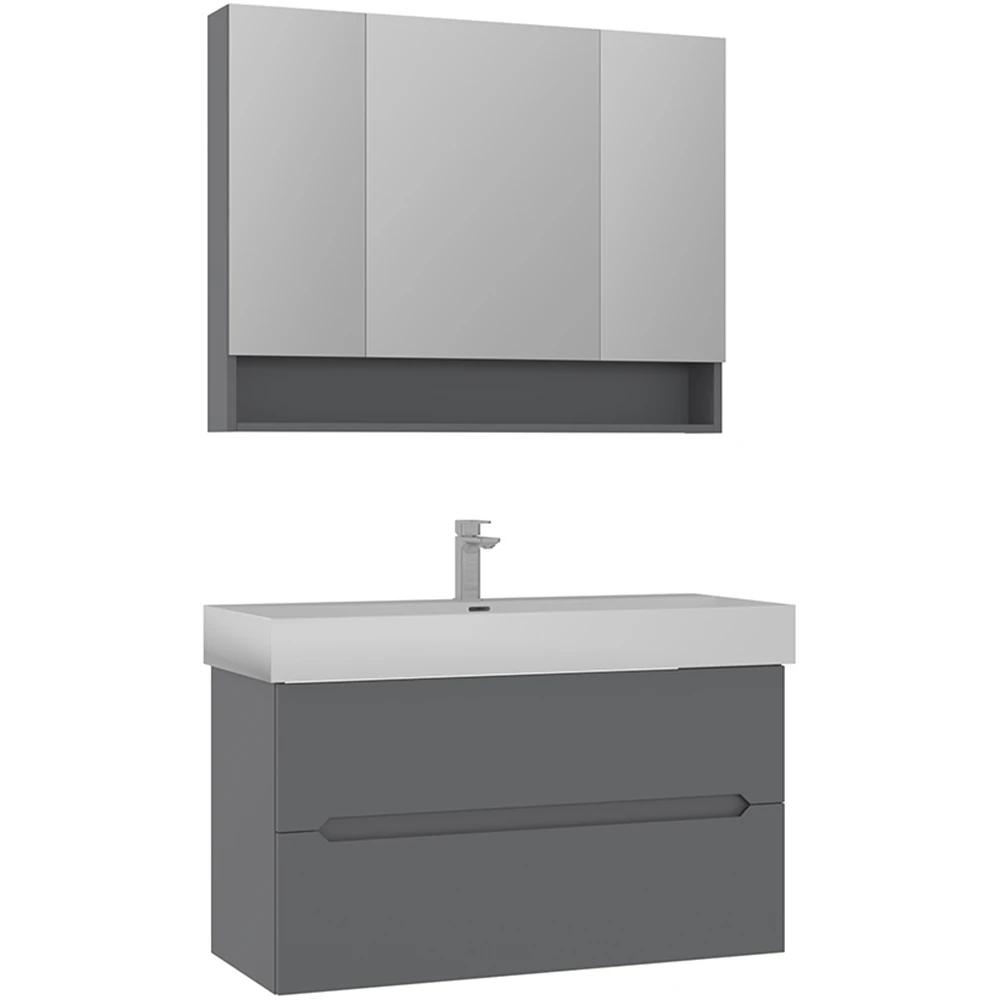 Orka Malta 100 Cm Mat Gri Banyo Dolabı Takımı
