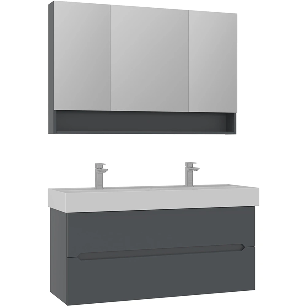 Orka Malta 120 Cm Mat Antrasit Banyo Dolabı Takımı