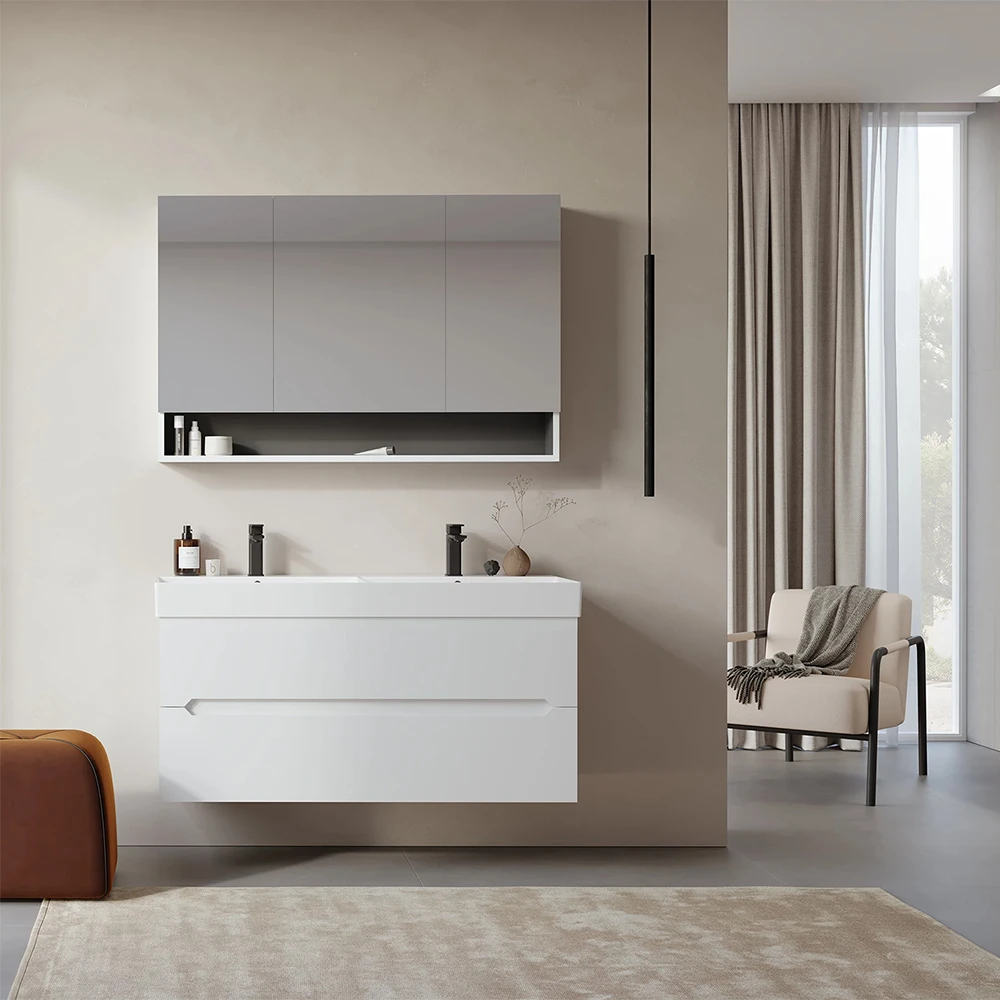 Orka Malta 120 Cm Mat Beyaz Banyo Dolabı Takımı 2