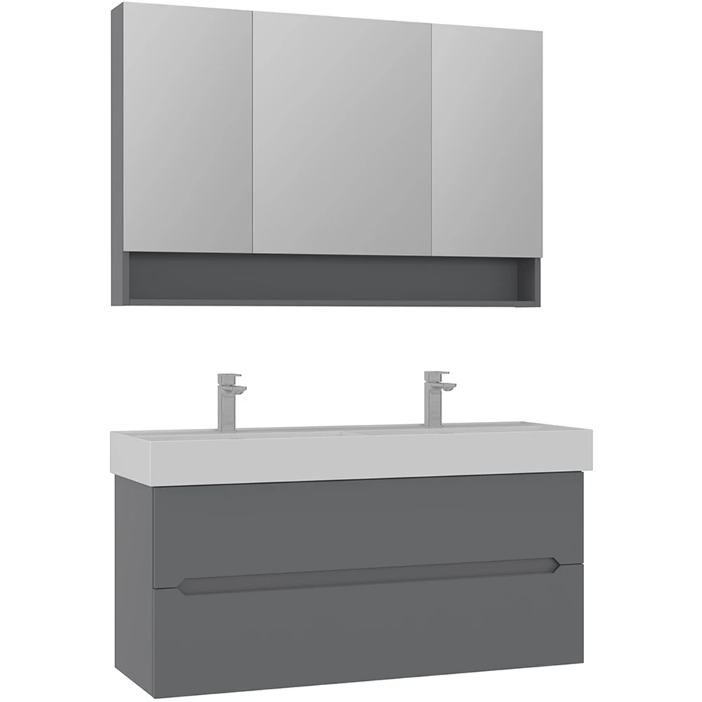 Orka Malta 120 Cm Mat Gri Banyo Dolabı Takımı