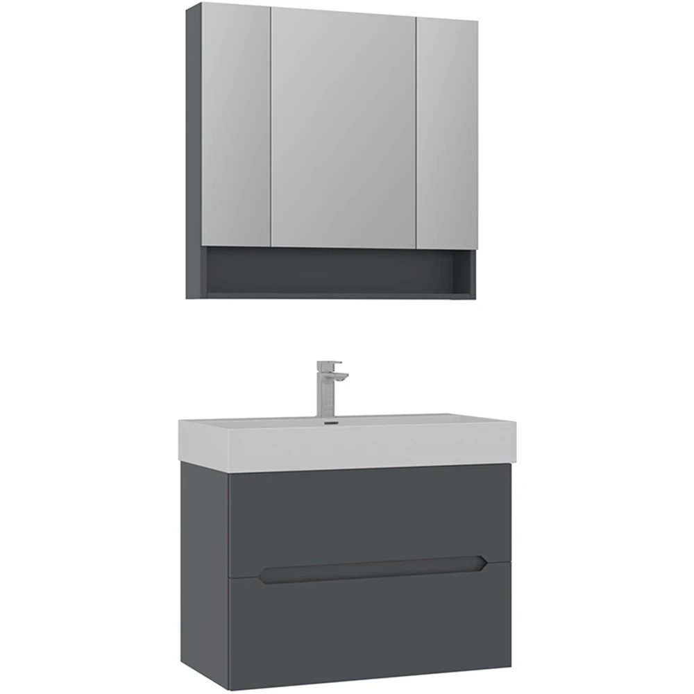 Orka Malta 80 Cm Mat Antrasit Banyo Dolabı Takımı