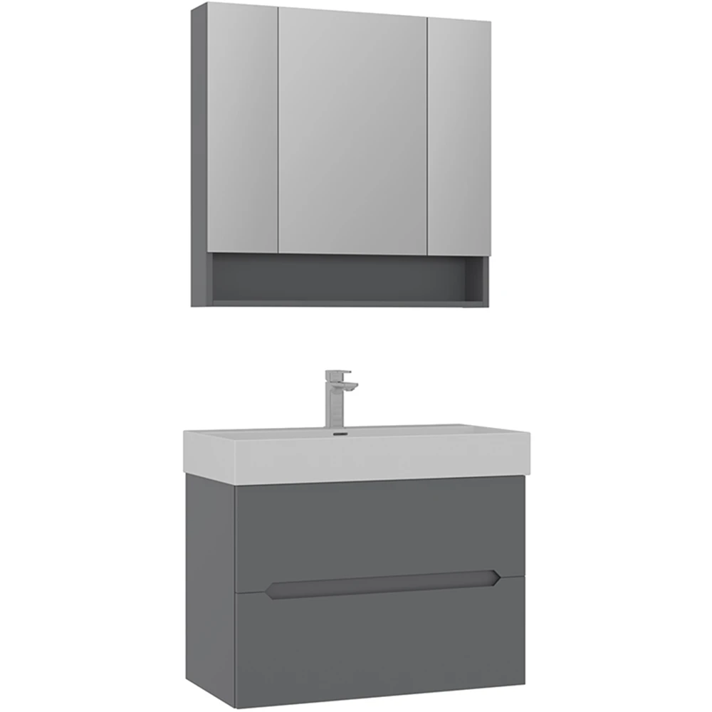 Orka Malta 80 Cm Mat Gri Banyo Dolabı Takımı