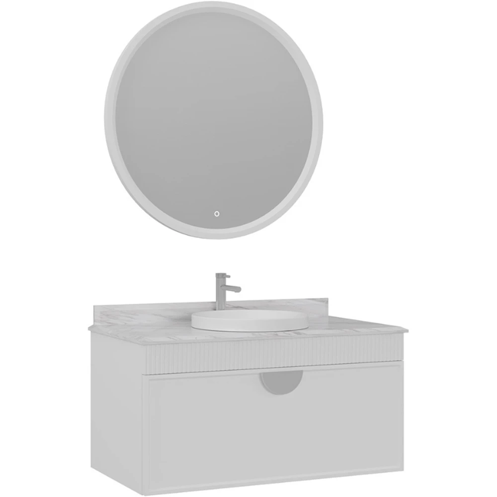 Orka Molino 100 Cm Beyaz Banyo Dolabı Takımı (Krom Kulp)
