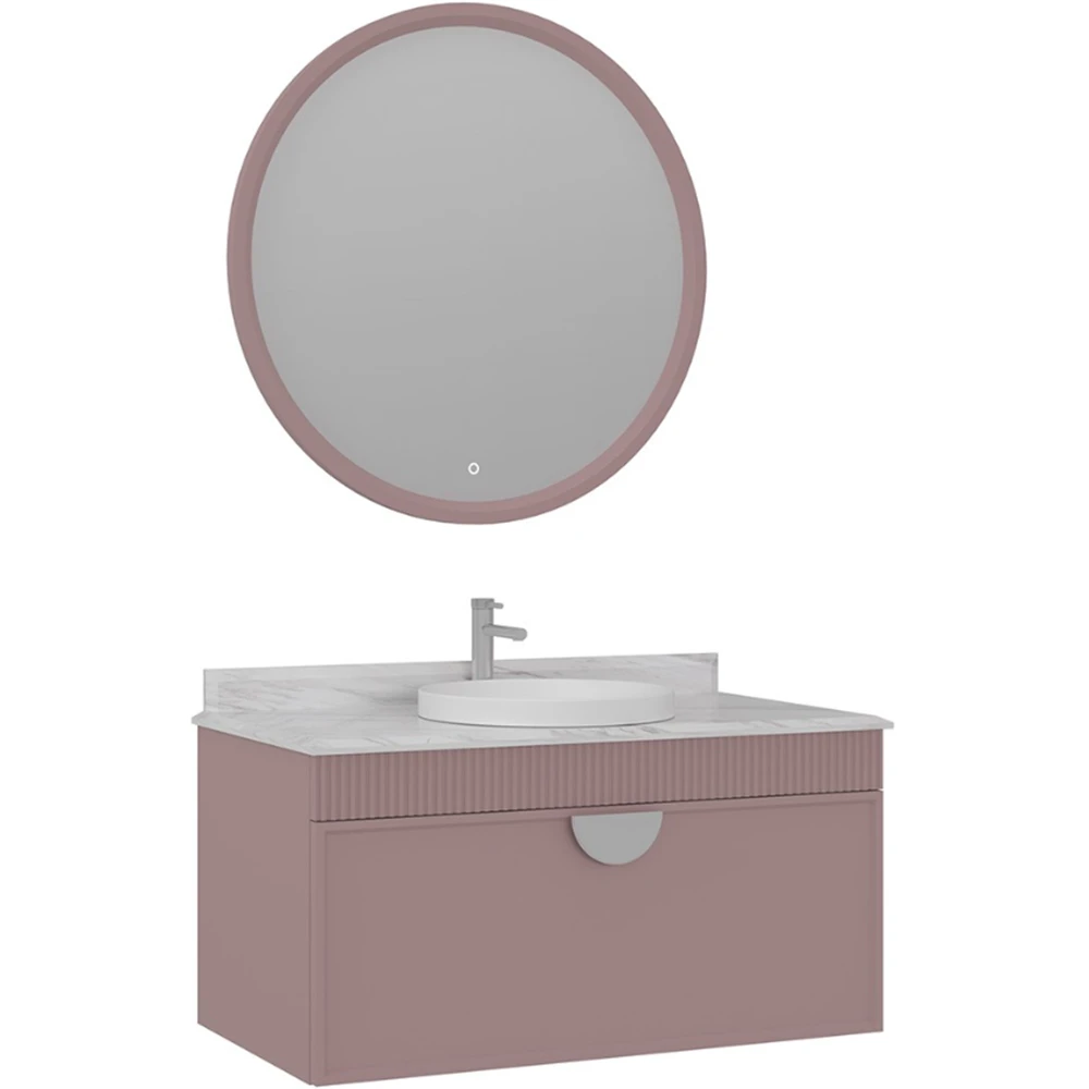 Orka Molino 100 Cm Pudra Banyo Dolabı Takımı (Krom Kulp)