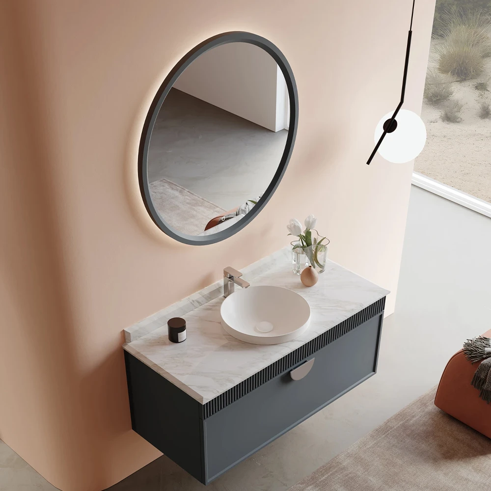 Orka Molino 120 Cm Antrasit Banyo Dolabı Takımı (Krom Kulp) 2