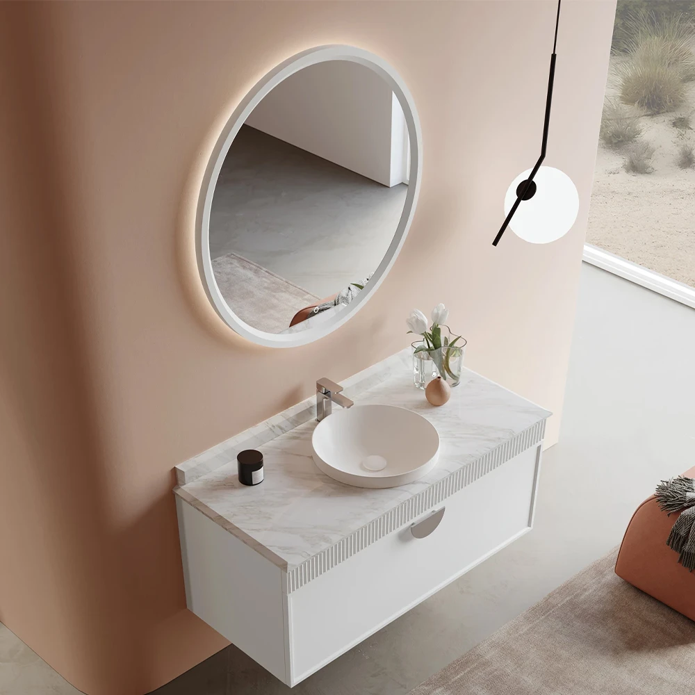 Orka Molino 120 Cm Beyaz Banyo Dolabı Takımı (Krom Kulp) 2