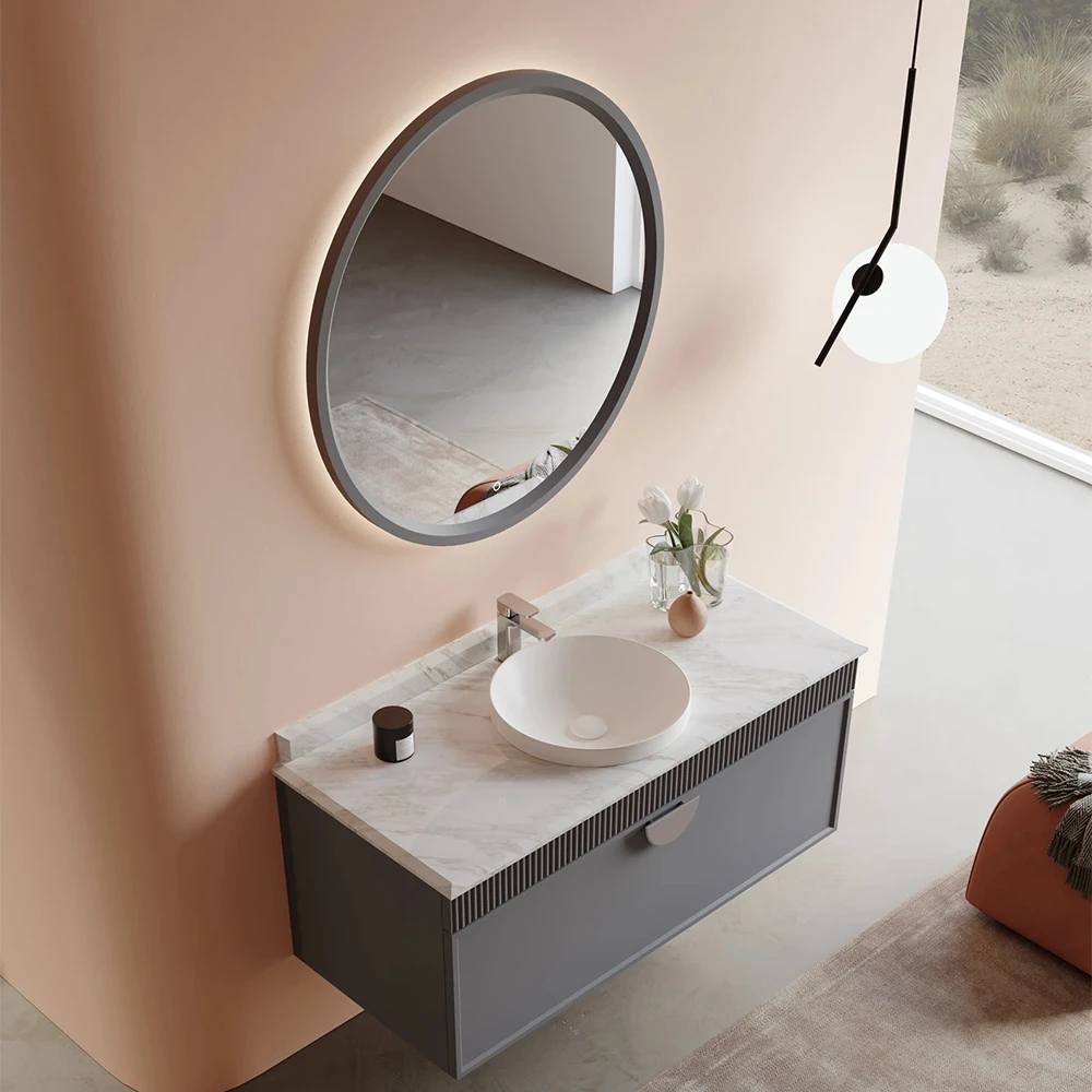 Orka Molino 120 Cm Gri Banyo Dolabı Takımı (Krom Kulp) 3