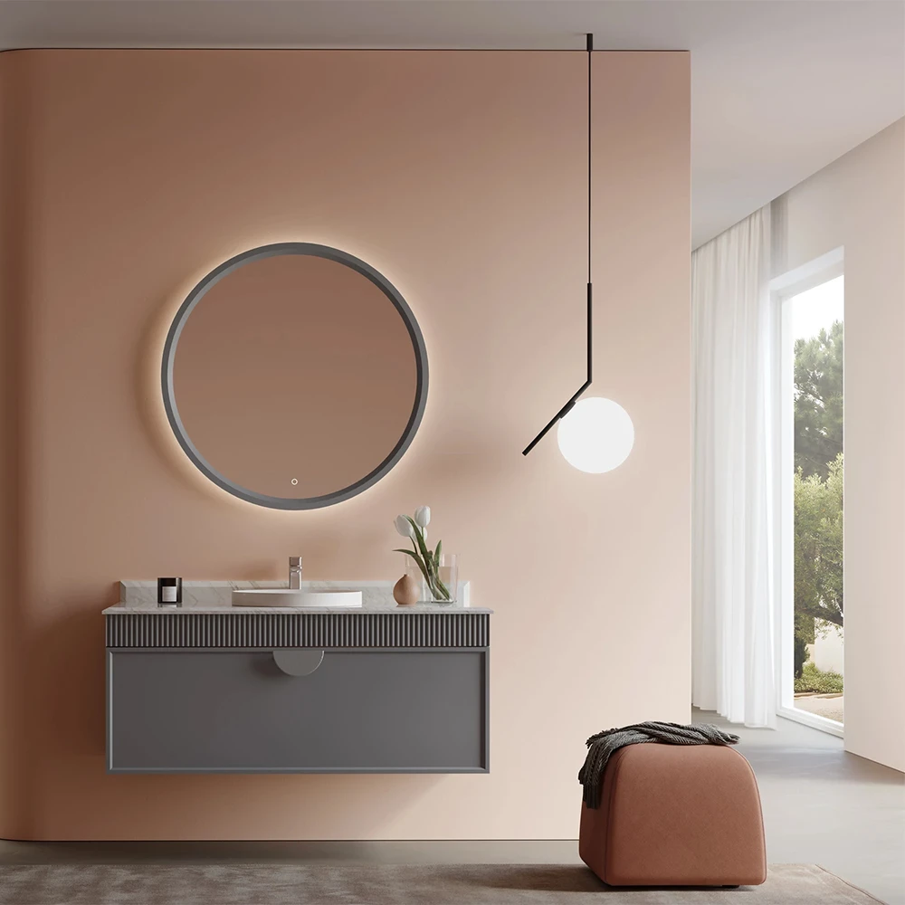 Orka Molino 120 Cm Gri Banyo Dolabı Takımı (Krom Kulp) 2