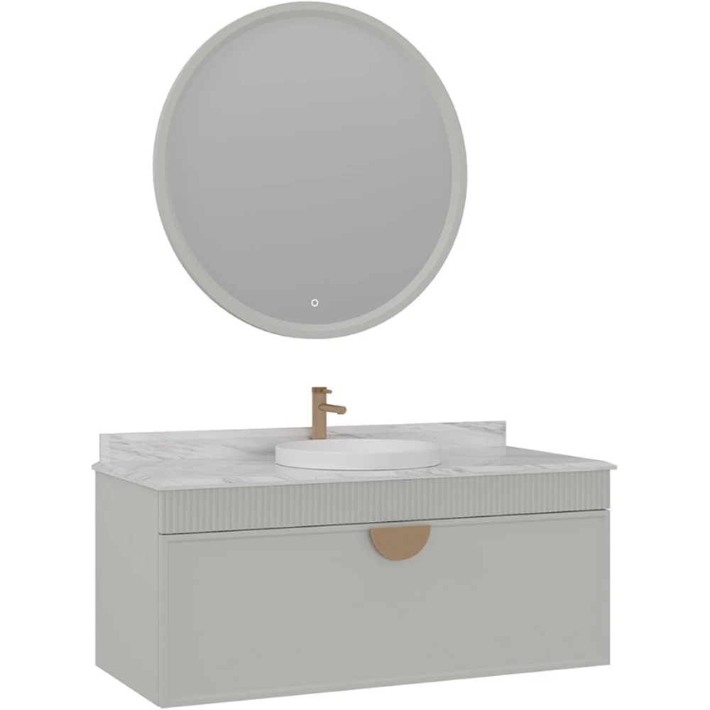 Orka Molino 120 Cm Kaşmir Banyo Dolabı Takımı (Altın Kulp)