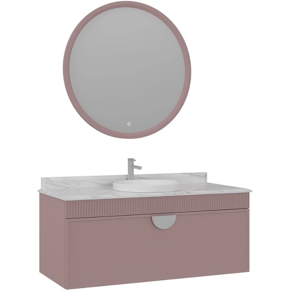 Orka Molino 120 Cm Pudra Banyo Dolabı Takımı (Krom Kulp)