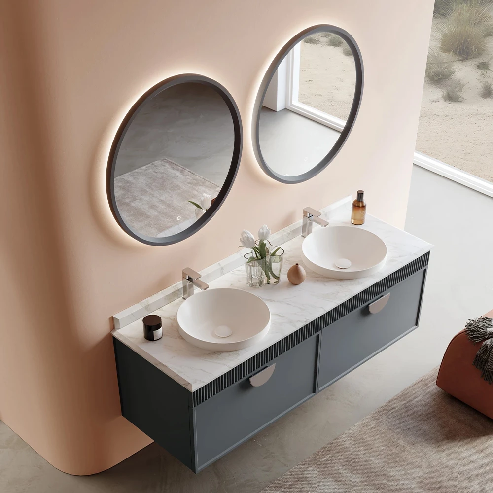 Orka Molino 160 Cm Antrasit Banyo Dolabı Takımı (Krom Kulp) 3