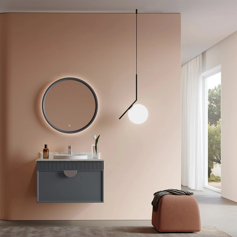 Orka Molino 80 Cm Antrasit Banyo Dolabı Takımı (Krom Kulp) 2