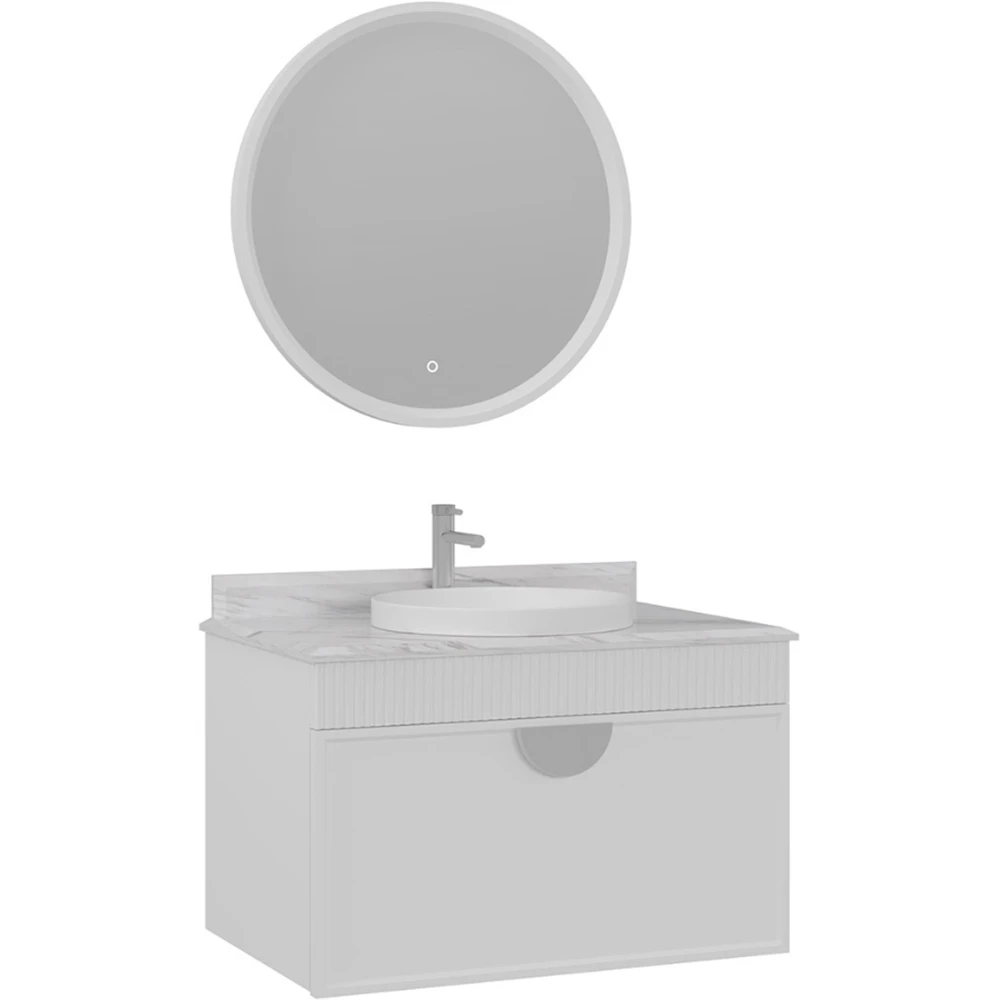Orka Molino 80 Cm Beyaz Banyo Dolabı Takımı (Krom Kulp)