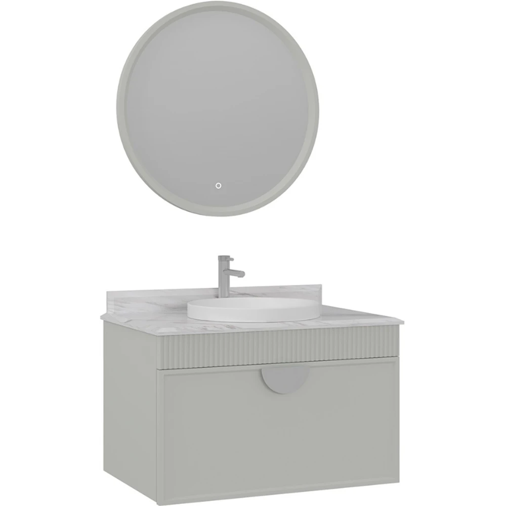 Orka Molino 80 Cm Kaşmir Banyo Dolabı Takımı (Krom Kulp)