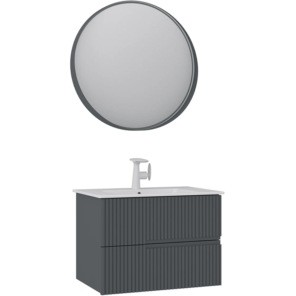 Orka Moonlight 70 Cm Mat Antrasit Banyo Dolabı Takımı - 5003385