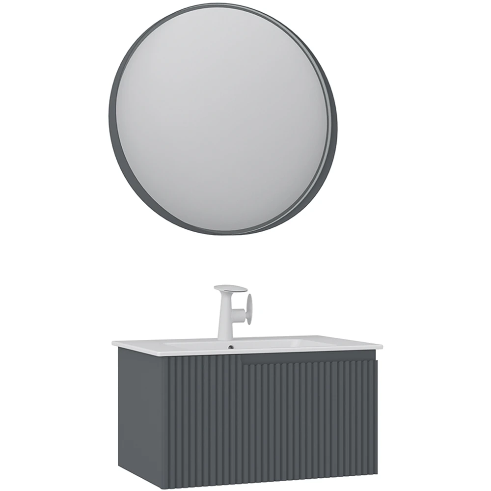 Orka Moonlight 70 Cm Mat Antrasit Banyo Dolabı Takımı - 5006123