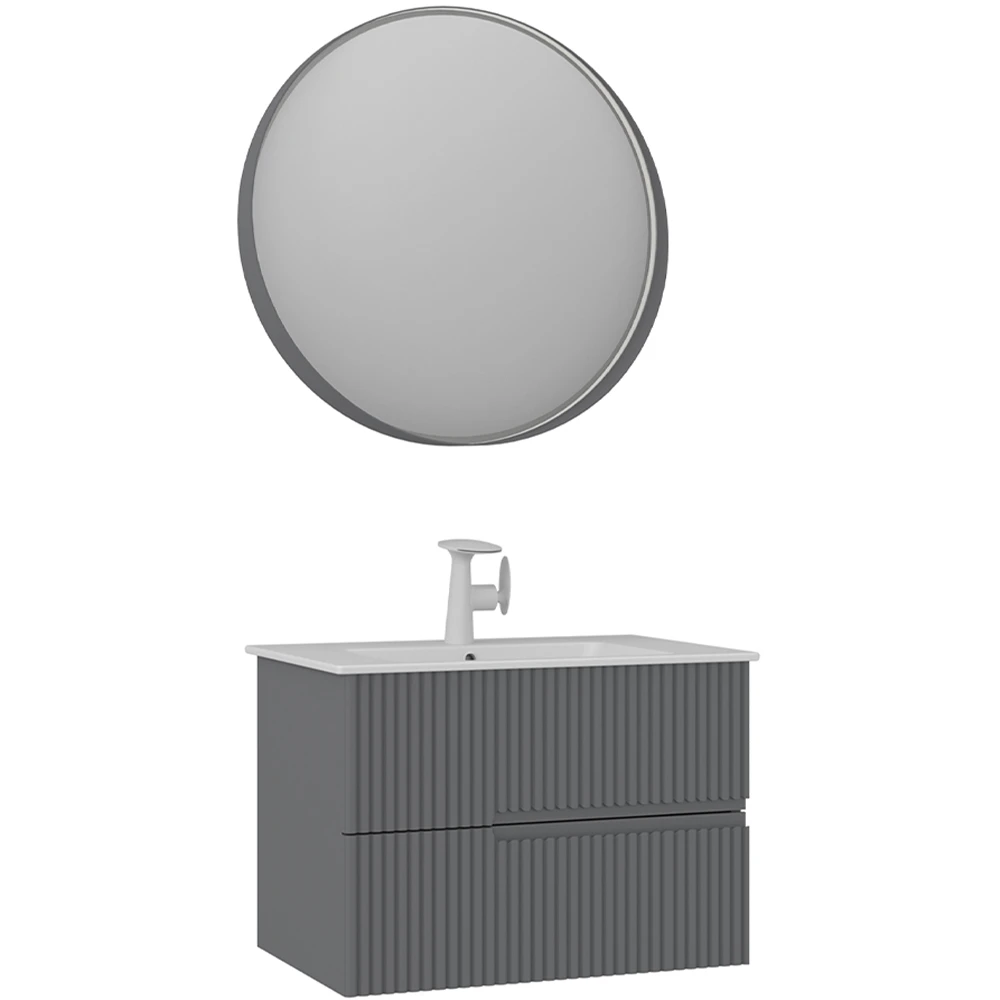 Orka Moonlight 70 Cm Mat Gri Banyo Dolabı Takımı - 5003384