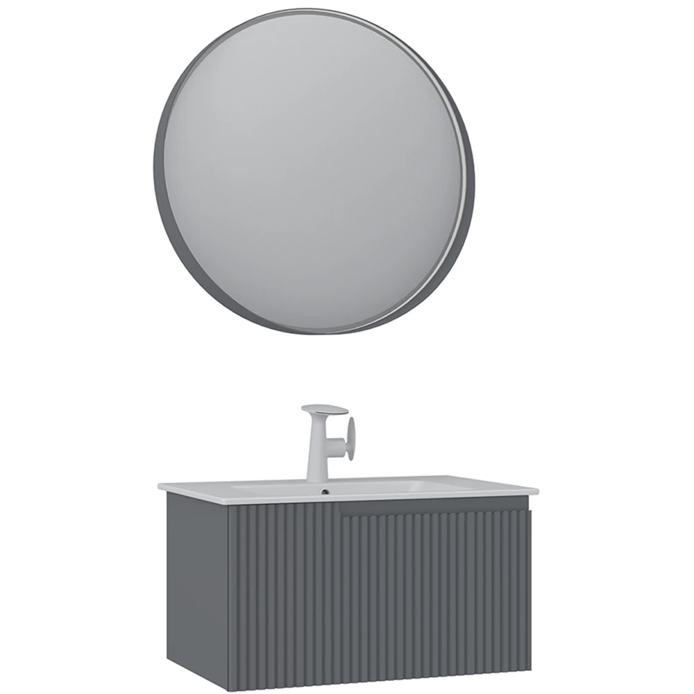 Orka Moonlight 70 Cm Mat Gri Banyo Dolabı Takımı - 5006125