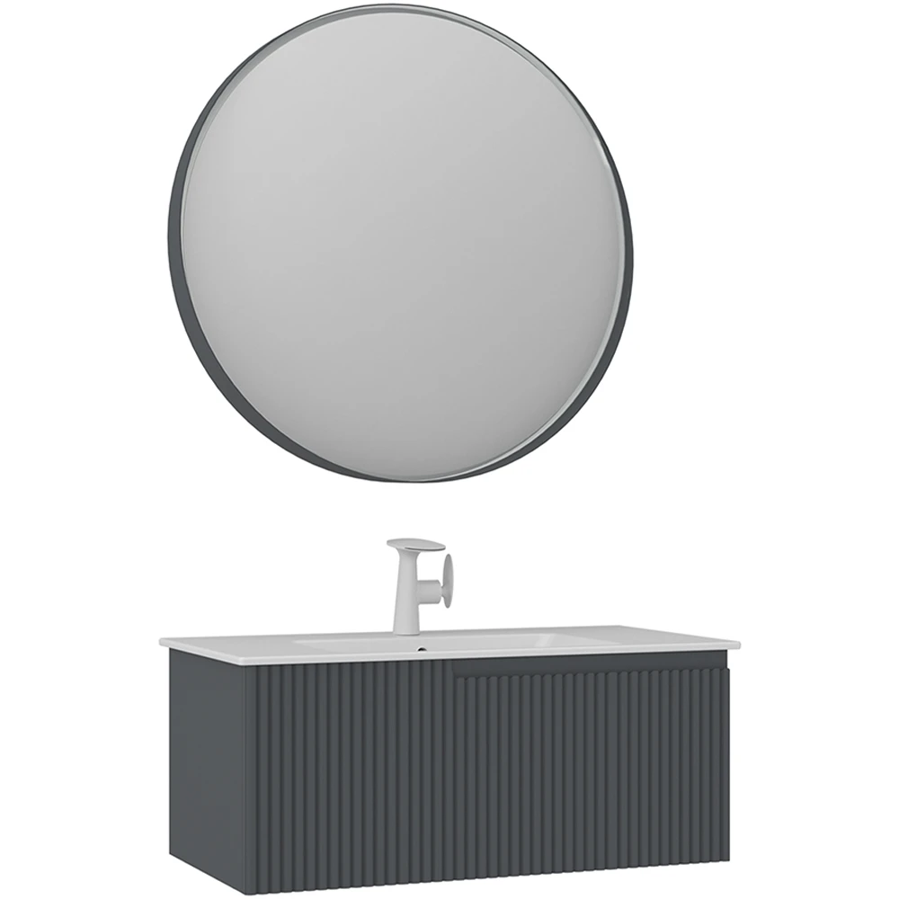 Orka Moonlight 90 Cm Mat Antrasit Banyo Dolabı Takımı - 5006094