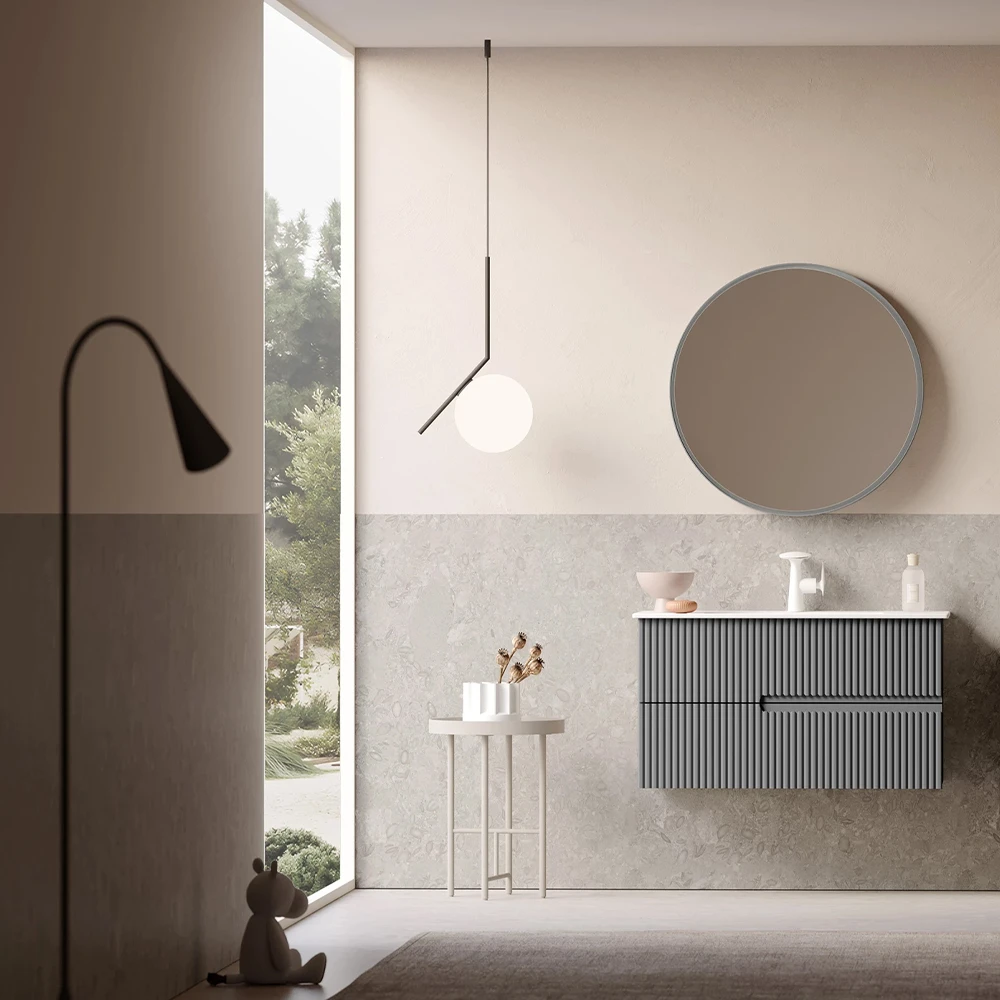 Orka Moonlight 90 Cm Mat Gri Banyo Dolabı Takımı - 5003390 2