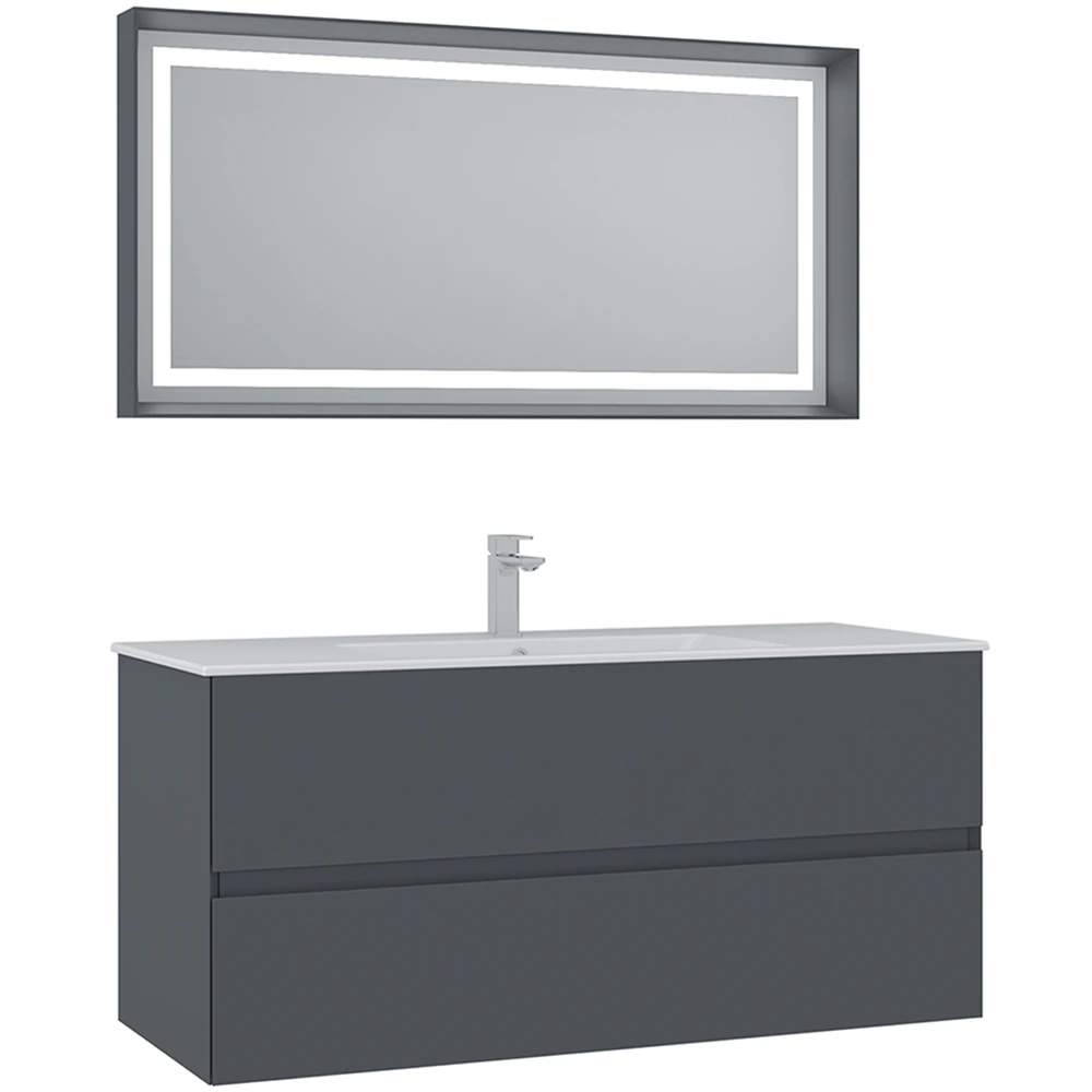 Orka Nest 120 Cm Mat Antrasit Banyo Dolabı Takımı