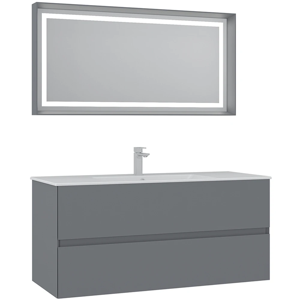 Orka Nest 120 Cm Mat Gri Banyo Dolabı Takımı