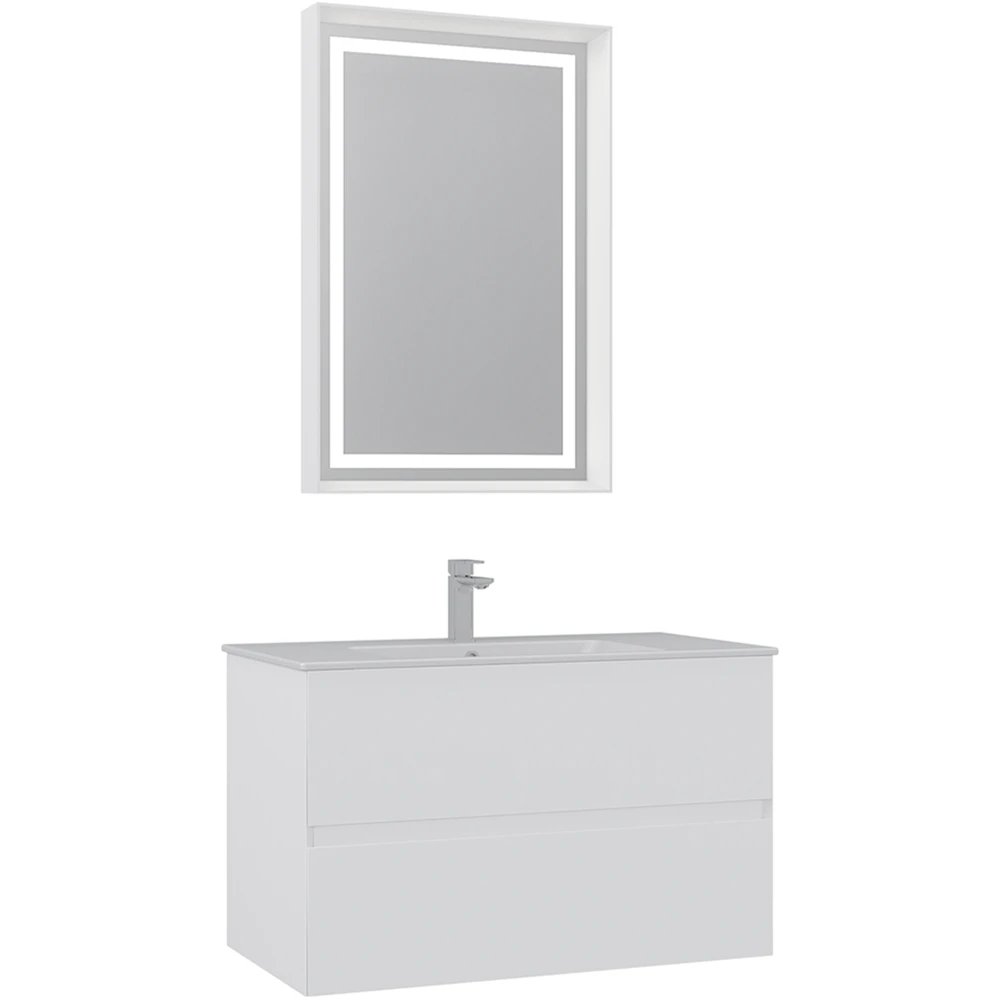 Orka Nest 90 Cm Mat Beyaz Banyo Dolabı Takımı