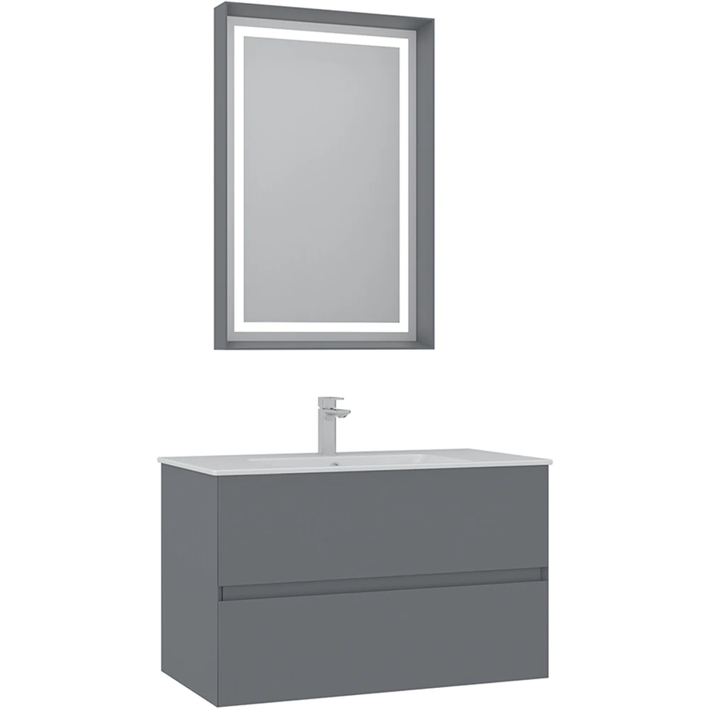 Orka Nest 90 Cm Mat Gri Banyo Dolabı Takımı