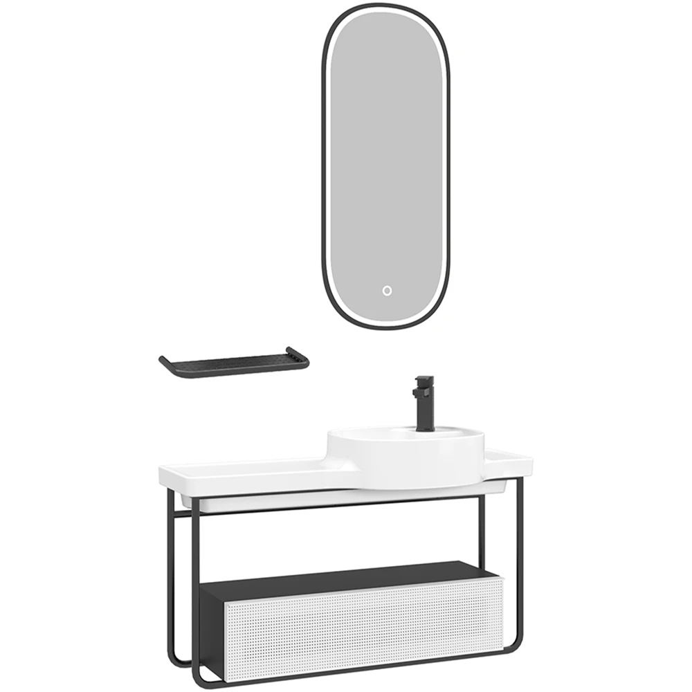 Orka Noto 100 Cm Beyaz-Siyah Banyo Dolabı Takımı