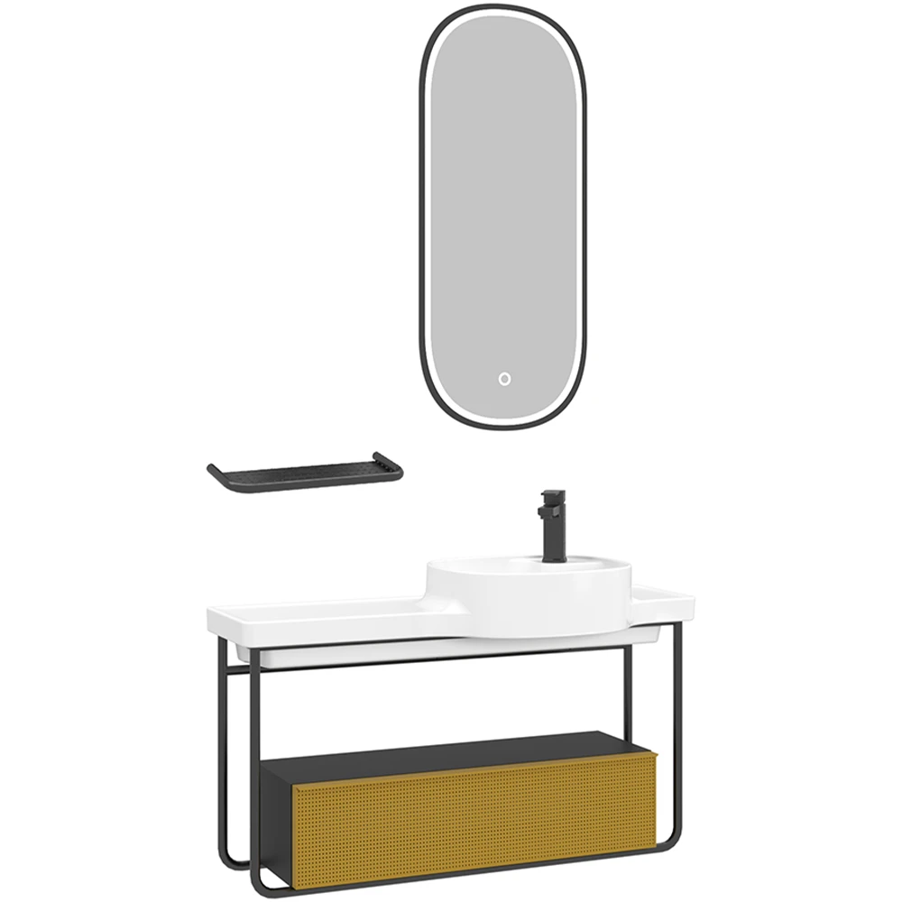 Orka Noto 100 Cm Sarı-Siyah Banyo Dolabı Takımı