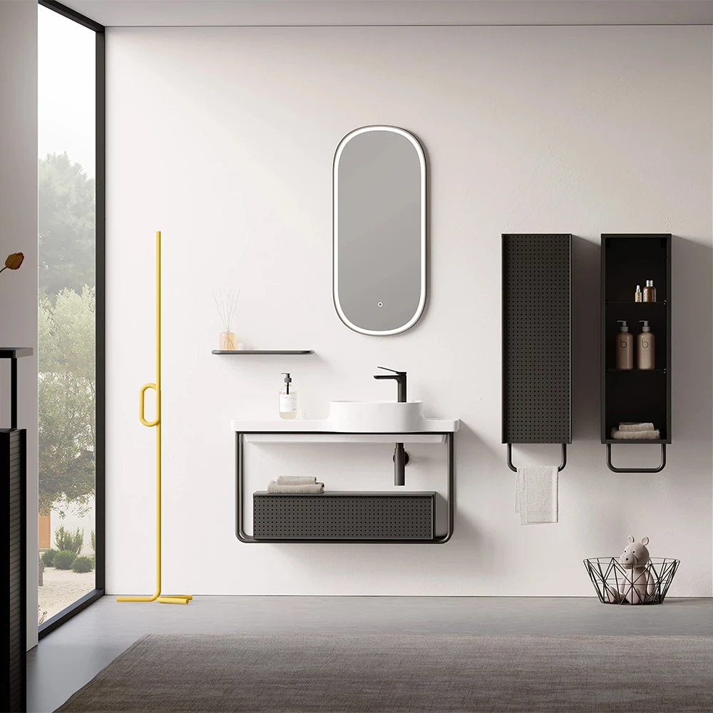 Orka Noto 100 Cm Siyah Banyo Dolabı Takımı 2