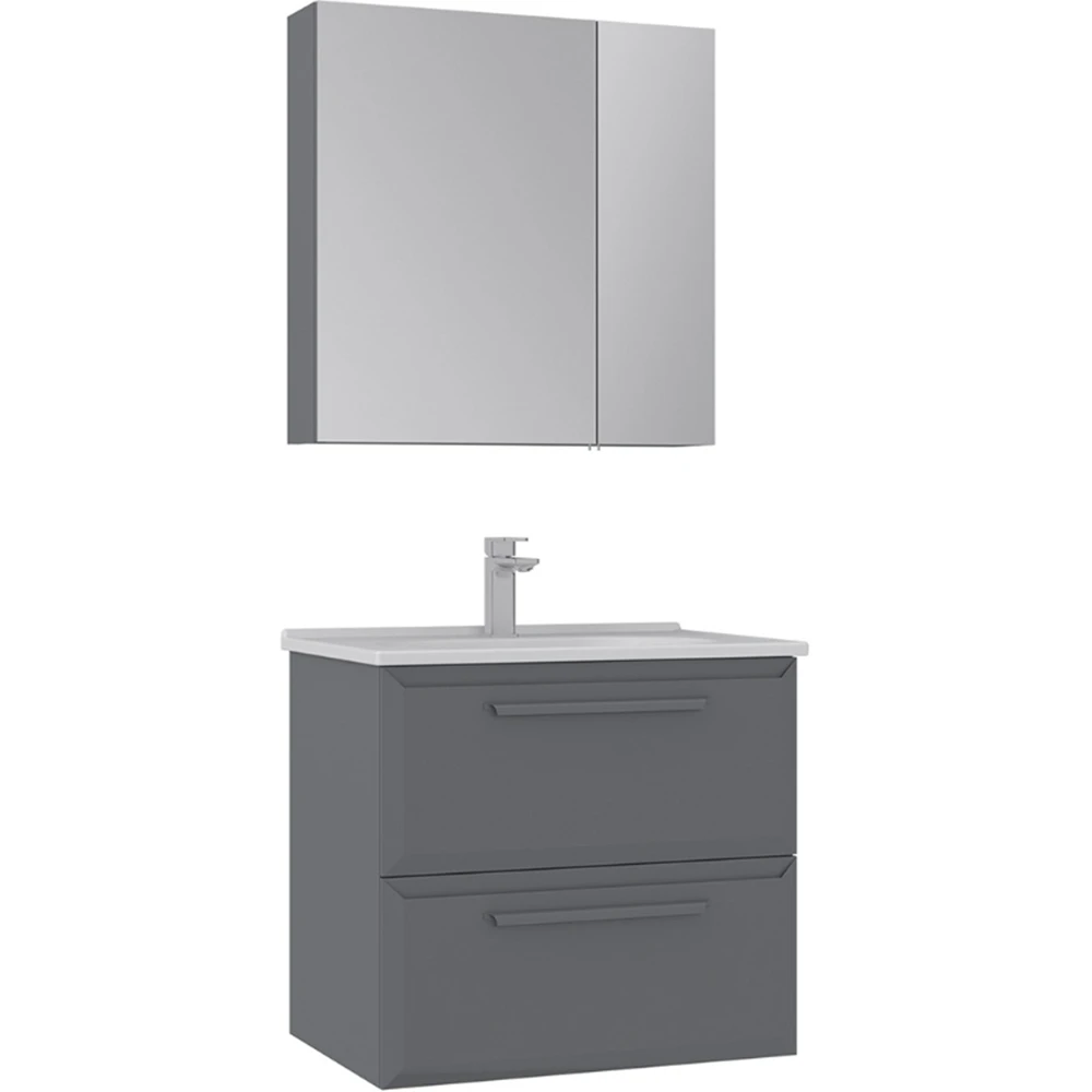 Orka Nuvola 65 Cm Parlak Gri Banyo Dolabı Takımı