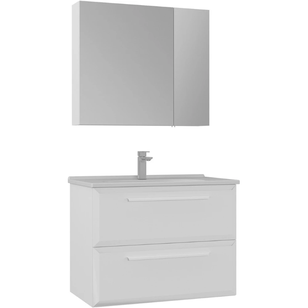 Orka Nuvola 80 Cm Parlak Beyaz Banyo Dolabı Takımı