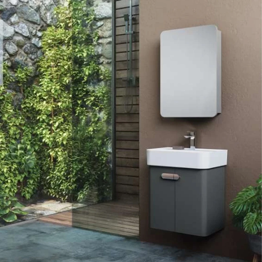 Orka Orbit 55 Cm Parlak Antrasit Banyo Dolabı Takımı 2