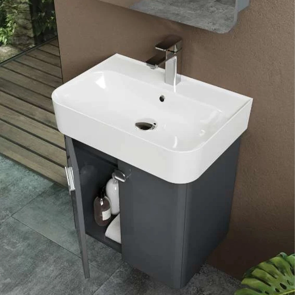 Orka Orbit 55 Cm Parlak Antrasit Banyo Dolabı Takımı 3