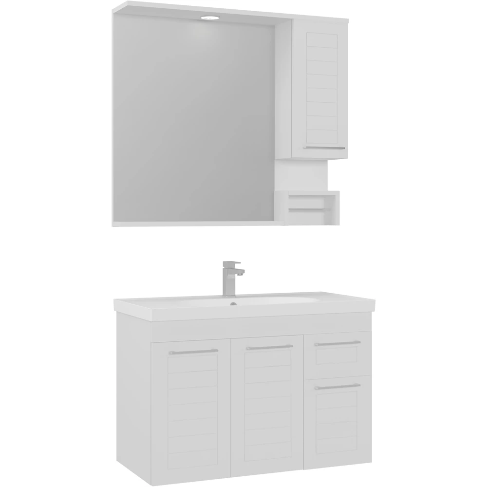 Orka Perge 100 Cm Beyaz Banyo Dolabı Takımı (Sağ)