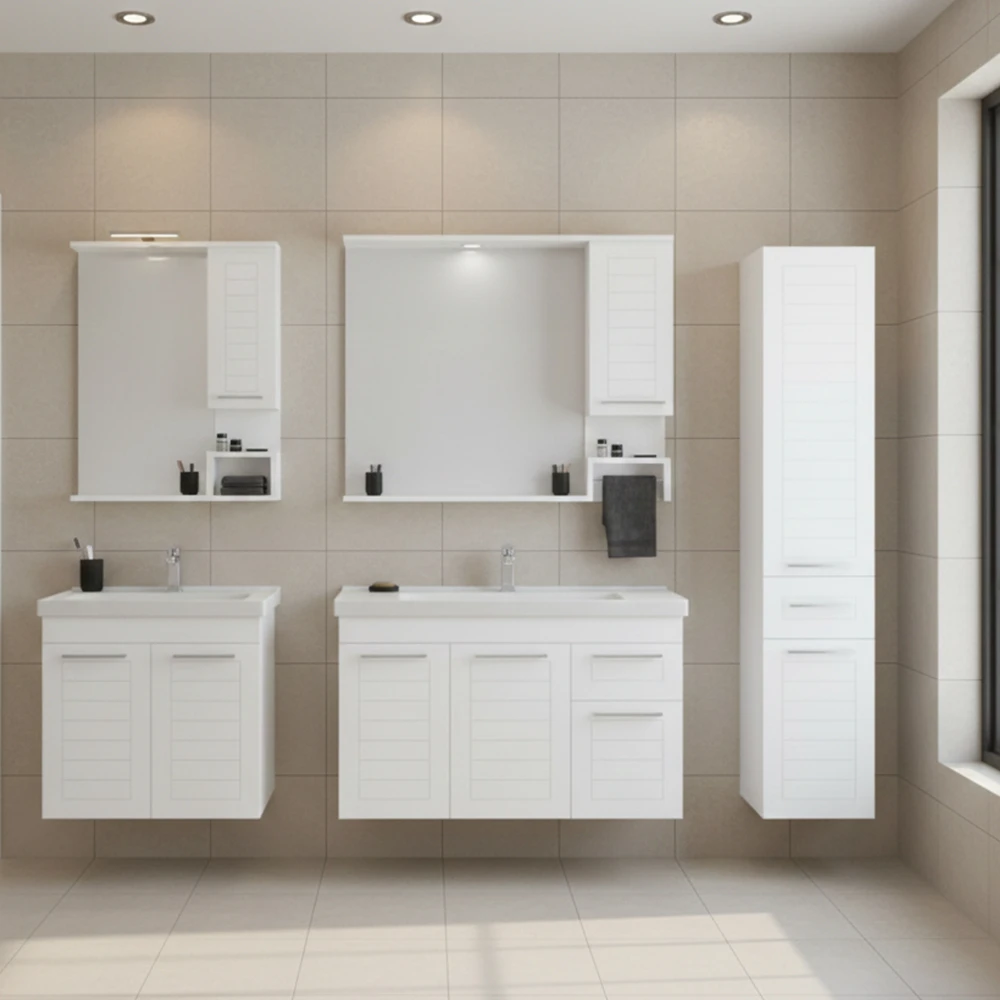 Orka Perge 100 Cm Beyaz Banyo Dolabı Takımı 2