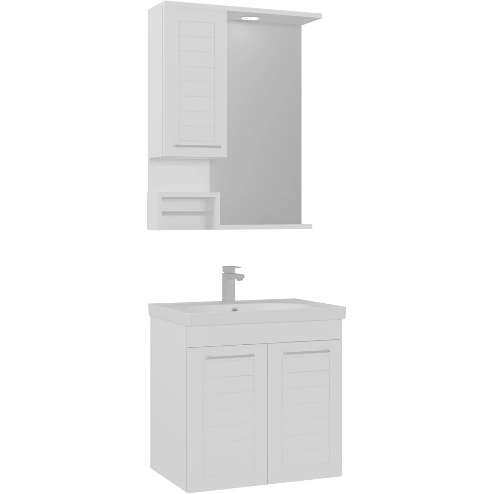 Orka Perge 65 Cm Beyaz Banyo Dolabı Takımı (Sol)