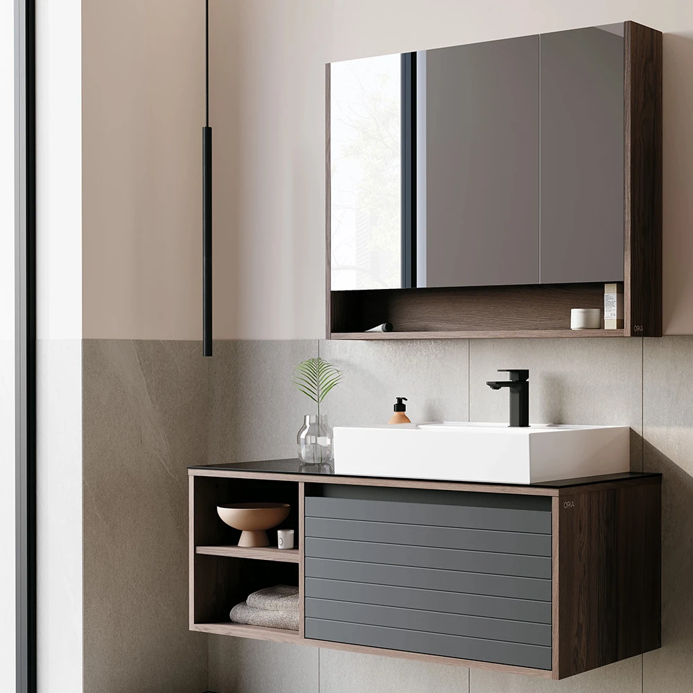 Orka Prato 120 Cm Navaro-Antrasit Banyo Dolabı Takımı 3