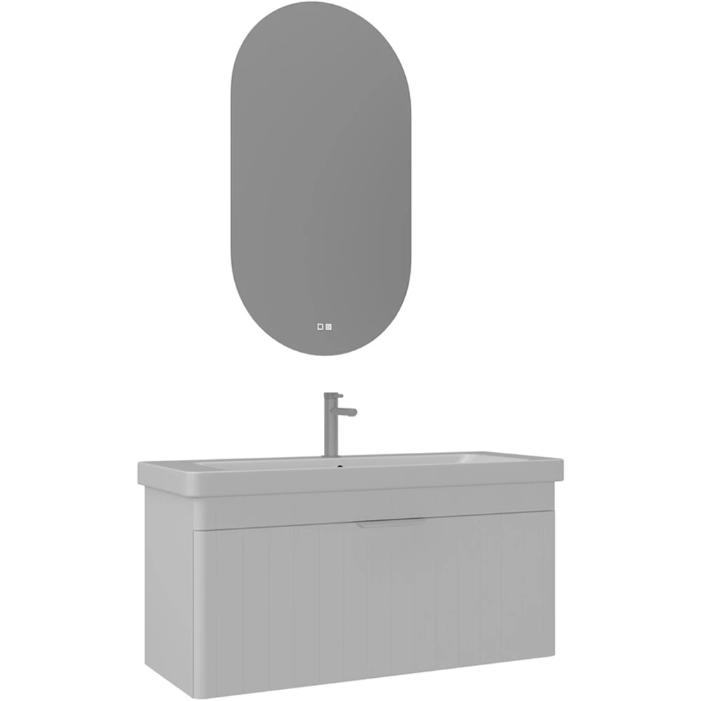 Orka Procida 105 Cm Mat Beyaz Banyo Dolabı Takımı (Krom Kulp)