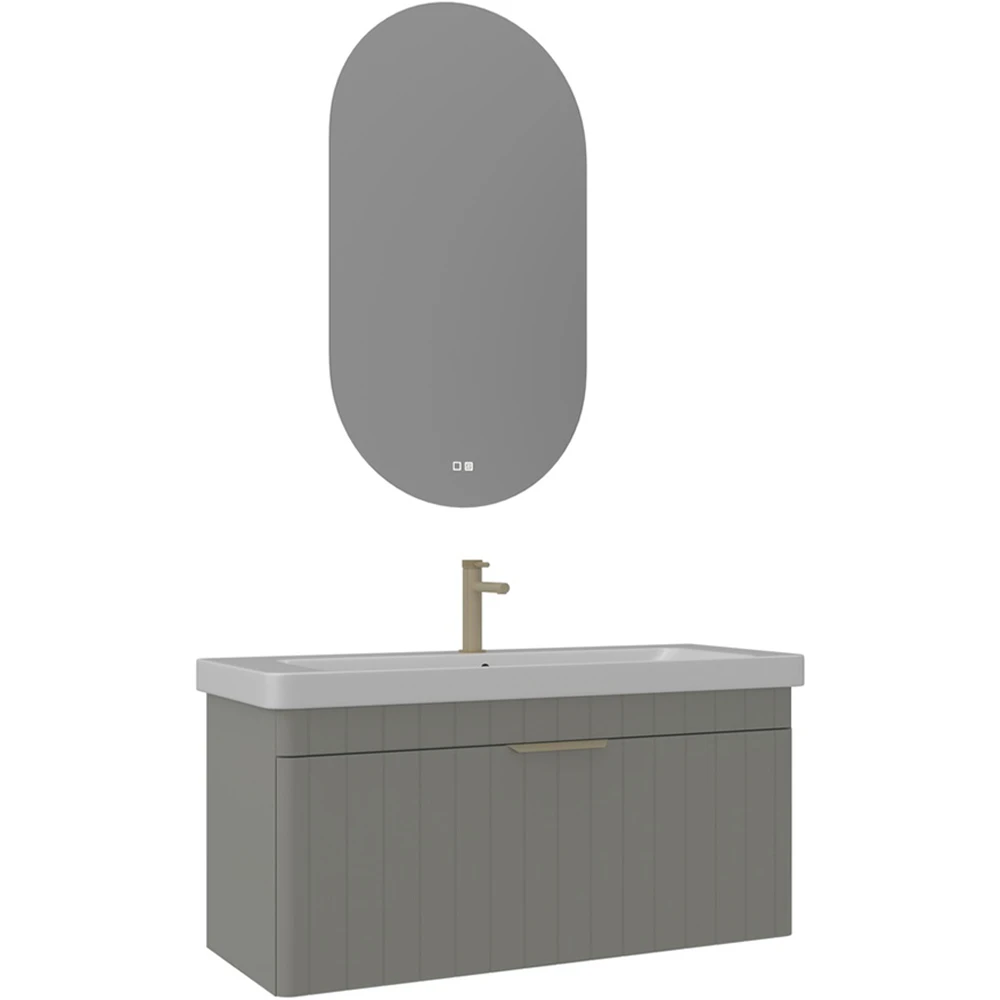 Orka Procida 105 Cm Mat Kaşmir Banyo Dolabı Takımı (Altın Kulp)