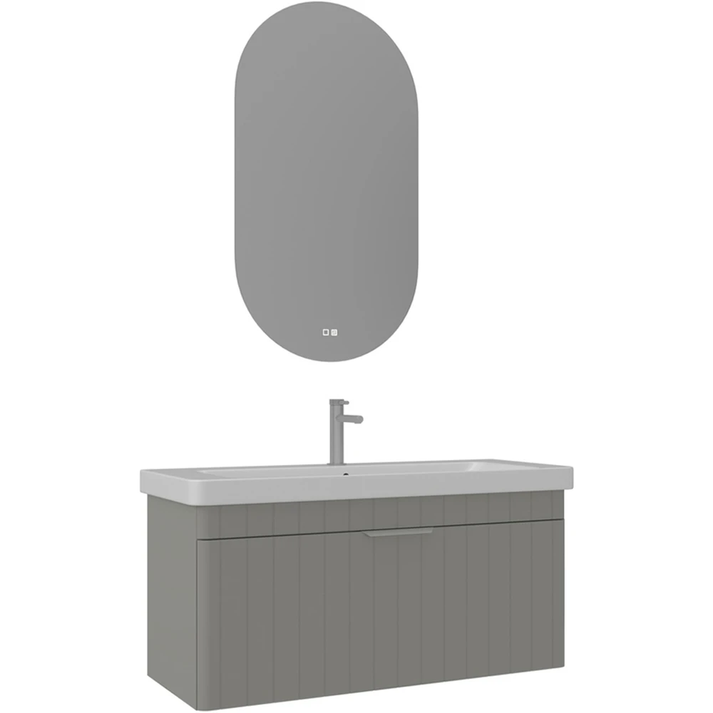 Orka Procida 105 Cm Mat Kaşmir Banyo Dolabı Takımı (Krom Kulp)