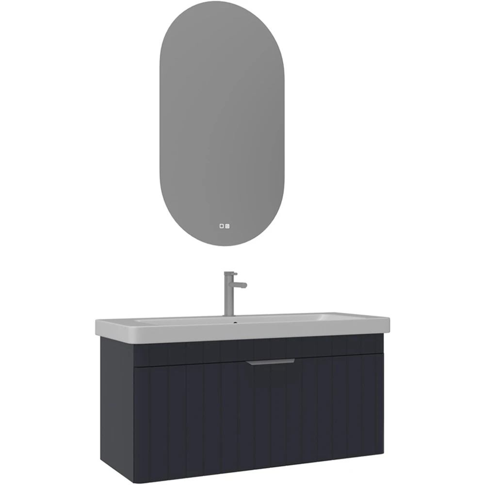 Orka Procida 105 Cm Mat Lacivert Banyo Dolabı Takımı (Krom Kulp)